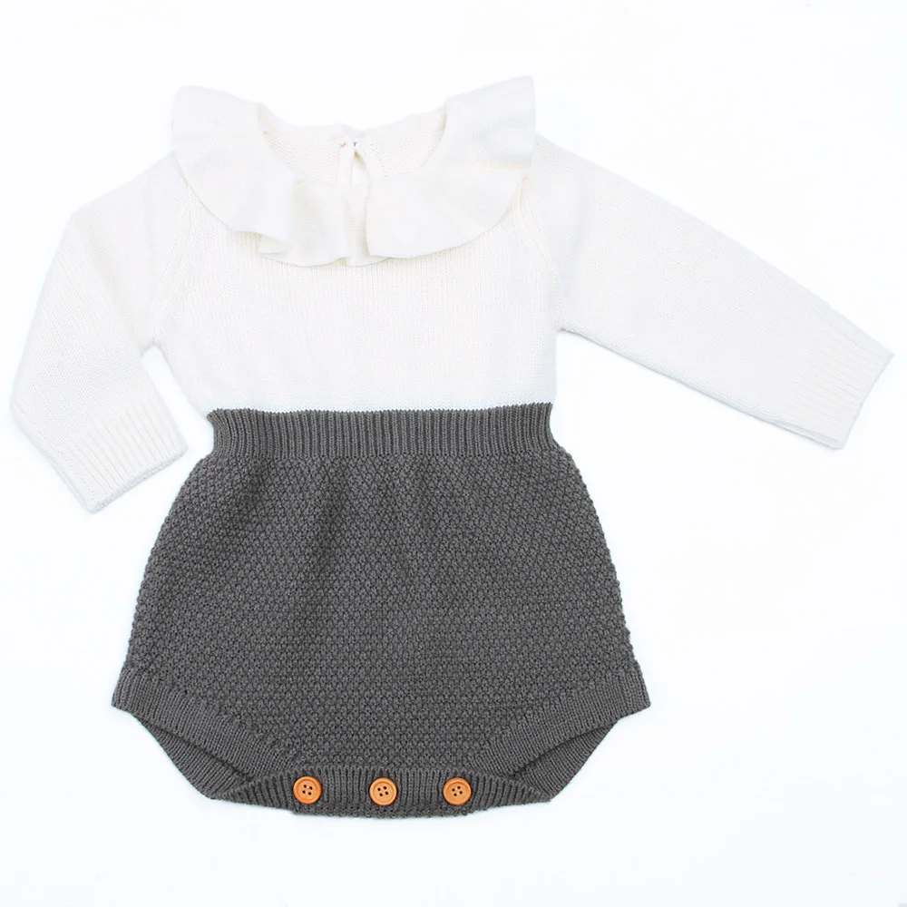

Winter Autumn Newborn Kid Baby Girl Long Sleeve knitting Romper Patchwork Jumpsuit Clothes Sunsuit Outfit