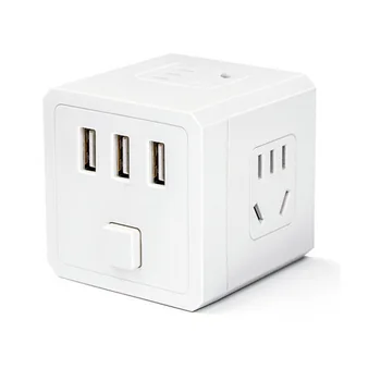 

CN Plug Portable dynamic function No Line Tabletop Socket 3USB Intelligent charging Plate-to-plug converter Controlled switch