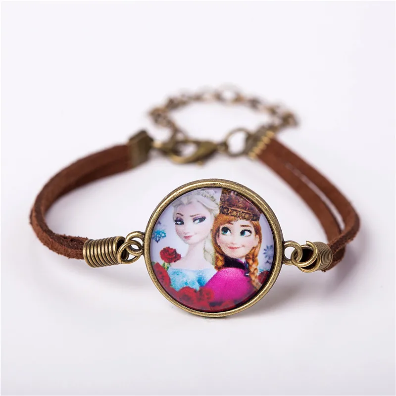 Ювелирные изделия, Модный женский стеклянный браслет с шармом, милый мультяшный кожаный браслет, браслеты, подарок для детей - Окраска металла: 3