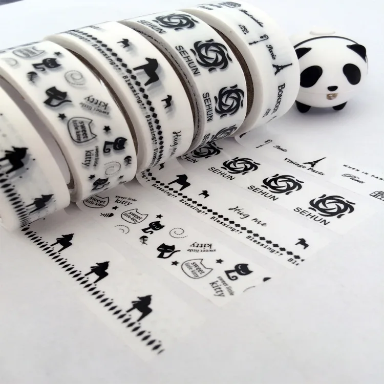 Tape Black White Set Dot Exo Star Print Scrapbooking Diy Sticker