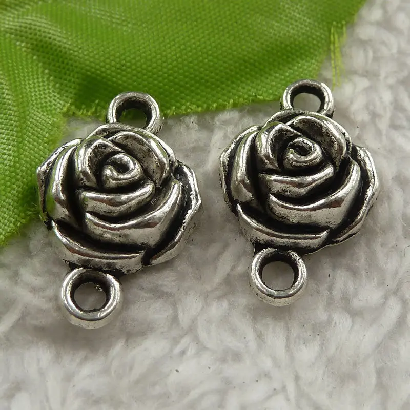 128 шт. серебристый цветок под старину разъемы 25x16 мм#4251 - Цвет: antique silver