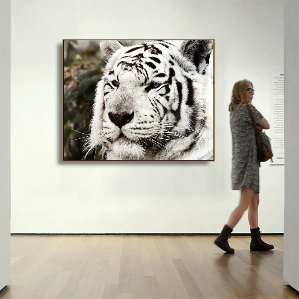 

Laeacco Canvas Calligraphy Painting Black and White Tiger Posters and Prints Wall Art Picture Living Room Nordic Home Decoration