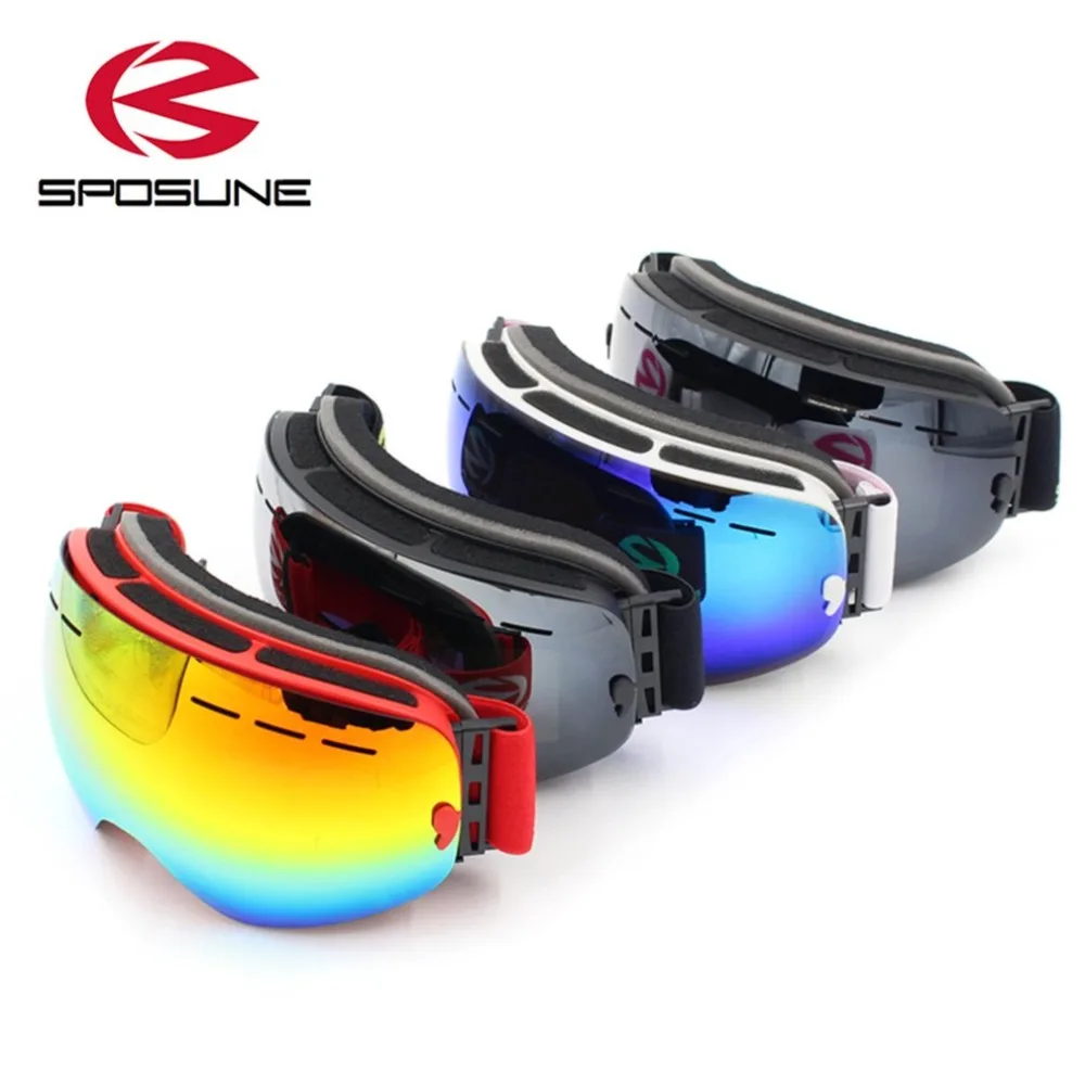 

Men Women No Frame Skiing Goggles SPOSUNE Double Layers Winter Snow Sports Anti-Fog Windproof Goggles Snow Mask Glasses