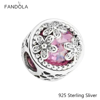 

CKK Dazzling Daisy Meadow, Pink Charms 925 Sterling Silver Beads Original Jewelry Fits For Bracelets & Bangle