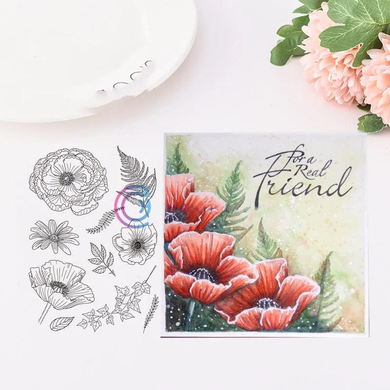 

FLOWER Transparent Clear Silicone Stamp/Seal for DIY scrapbooking/photo album Decorative clear stamps