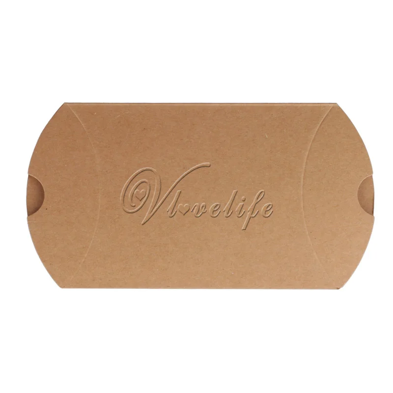 100 шт./лот коробка в форме подушки подарочные коробки для конфет коробки для сувенир для свадебной вечеринки декор коричневый крафт- 9 см x 13 см x 3,5 см
