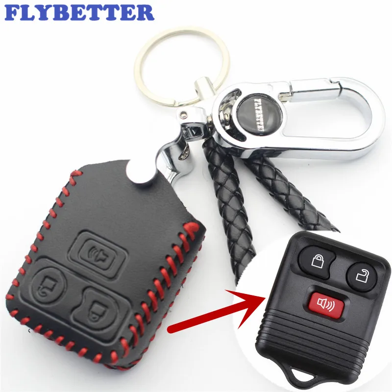 

FLYBETTER Genuine Leather 3Button Remote Key Case Cover For Ford Escape/Ranger/Explorer/Freestar Car Styling (B) L13