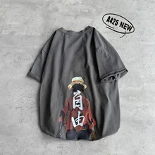 Новинка года; Повседневная футболка из хлопка с короткими рукавами и принтом из аниме