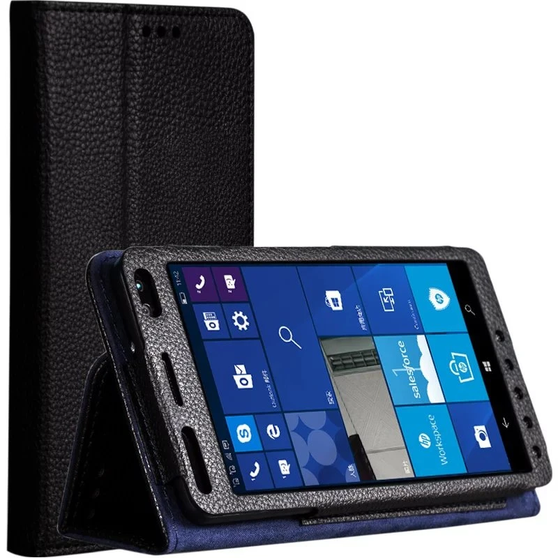 Litchi Phone Case for HP Elite X3 Flip Cover Mobile Phone Cases Black Luxury