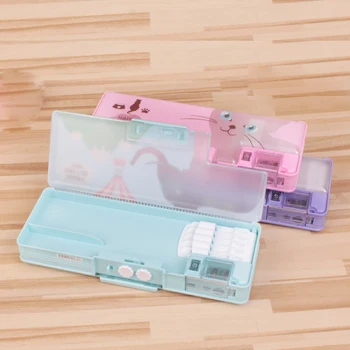 

1pc Cute Kawaii Animal Pattern Pencil Case The Best Gift Stationery for Children Student Creative Coded Lock Two-side Pen Case