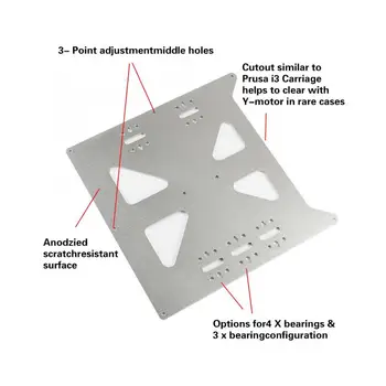 

Aluminum Y Carriage Anodized Plate Hot Bed Support Plate for Prusa i3 V2 DIY 3D Printer Parts