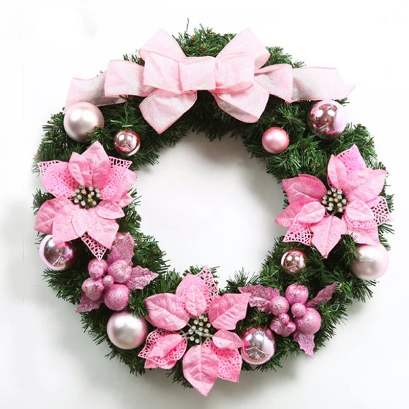 

High quality 45cm&50cm Imitation needles Christmas tree wreath party Festive Pink Color Decorative pendant new year ornaments