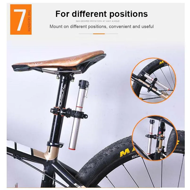 Best Sireck Bike Light Clip 360 Degree Rotatable Cycling Led Front Light Flashlight Lamp Bicycle Handlebar Holder Support Accessories 4