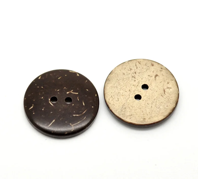 25PCs Brown Coconut Shell 2 Holes Sewing Buttons Scrapbooking 25mm Dia. 1" 