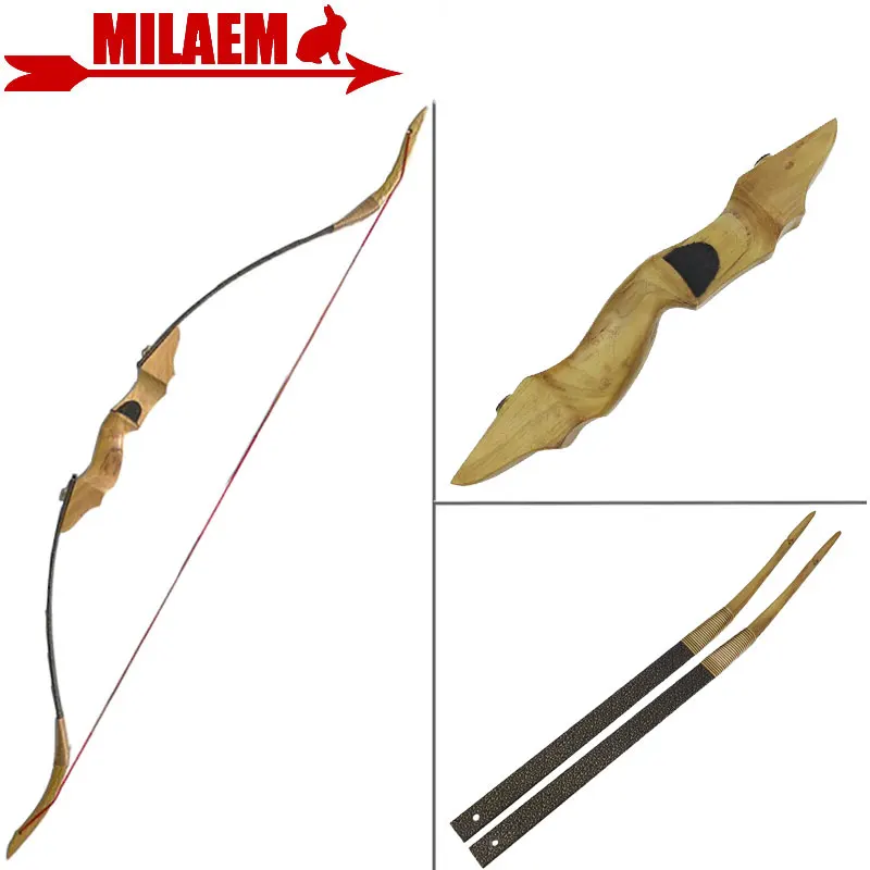 

1Set 54inch 30-50lbs Archery Traditional Longbow TakeDown Recurve Bow Wooden Bow Riser Arrow Rest Hunting Shooting Accessories