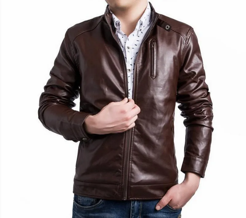 Popular Pu Leather Jackets Men Winter Wind Waterproof Leather