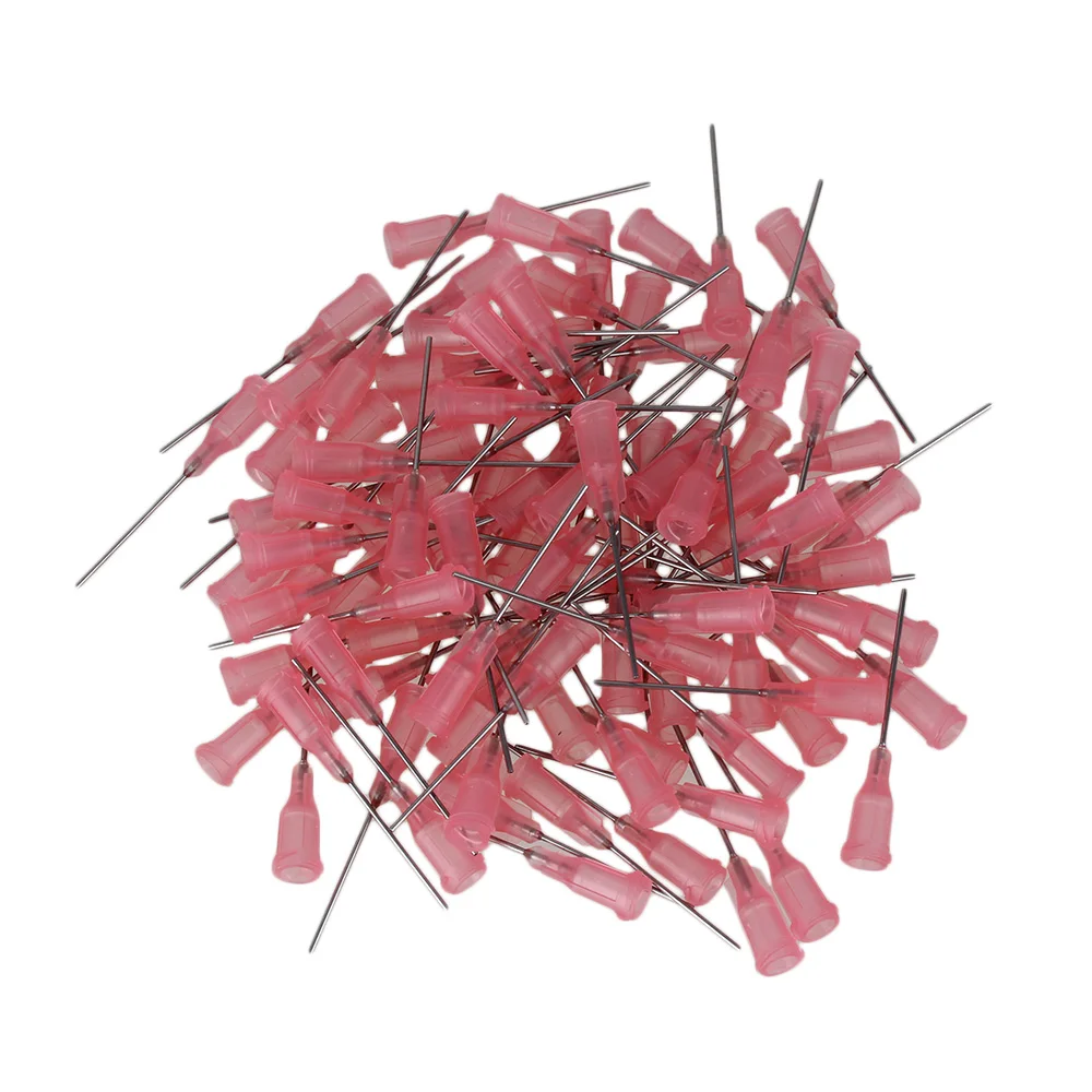 

100pcs 1 Inch 20Ga Blunt Industrial Syringe Needle Tips Dispensing Needle Pink