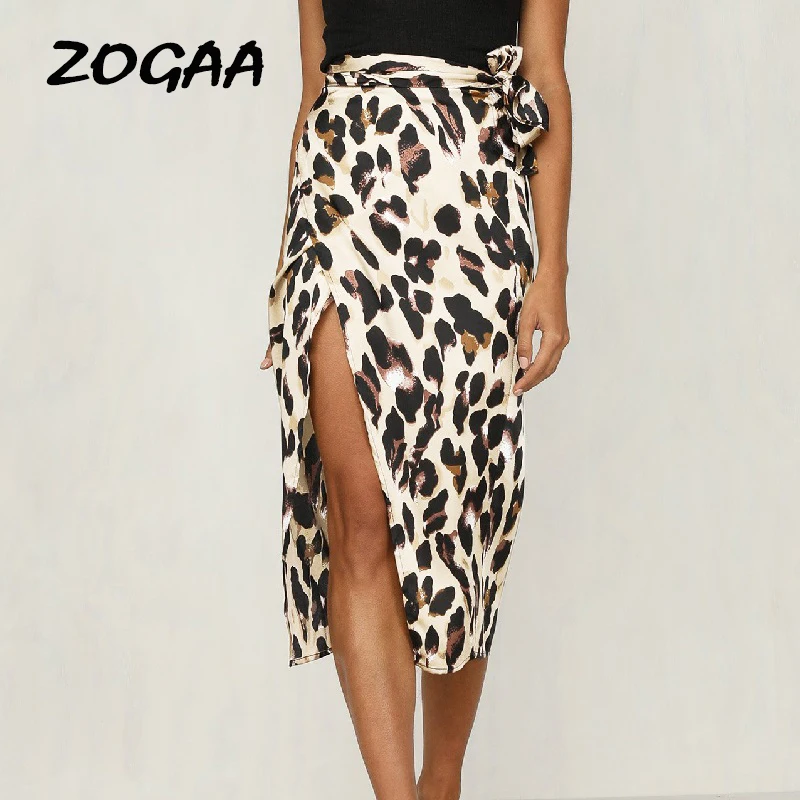 Women Skirt Fashion Sexy High Waisted Asymmetric Stretch Leopard Printed Skirt for Women Girl Party Bodycon Skirt Bow Tie Skirts