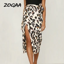 Women Skirt Fashion Sexy High Waisted Asymmetric Stretch Leopard Printed Skirt for Women Girl Party Bodycon Skirt Bow Tie Skirts stylish women s high waisted buttons embellished flare skirt