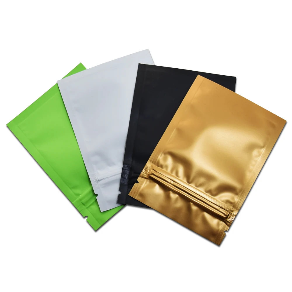 Черные/белые/Золотые/зеленые матовые мешки из алюминиевой фольги, Самоуплотняющиеся зиплок, майларовые Упаковочные пакеты, пакеты с защитой от запаха еды, пакеты с замком на молнии