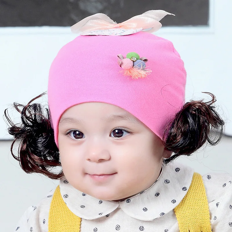 Winter New Baby Wig Hat Unisex Cute Cat Newborn Hat Baby Girl Boys