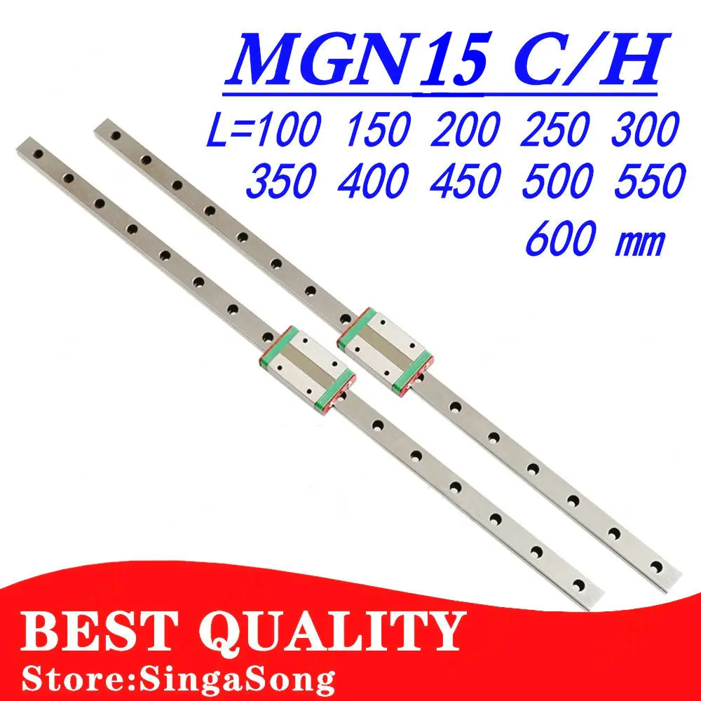 

15mm Linear Guide MGN15 L= 100 200 300 350 400 450 500 550 600 mm linear rail way + MGN15C or MGN15H linear carriage