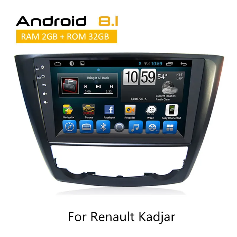 

Double Din For Renault Kadjar Android 8.1 Navigation Car Stereo With Rear View Camera AUX BT TPMS Steering Wheel Control SWC