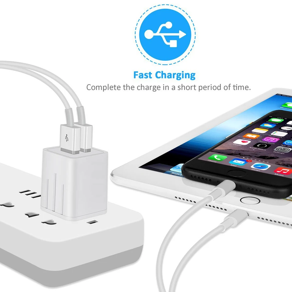 Dual USB wall Charger for Apple iPhone X 8 7 6S 6 Plus iPad 2A US plug Travel Charger Adapter original power fast charge us mini