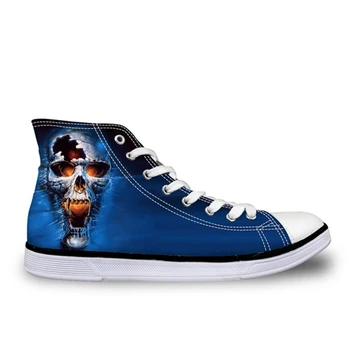 

THIKIN Spring High-Top Vulcanize Shoes Sneakers Men Modish Skull Pattern 3D Custom for Students Young Man Sport Flats Shoes