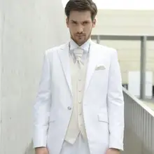 Индивидуальный заказ белый Пик нагрудные one button смокинг/Нарядные Костюмы для свадьбы для Для мужчин/Костюмы для жениха bestman выпускного вечера вечерние костюмы(куртка+ брюки+ жилет+ галстук