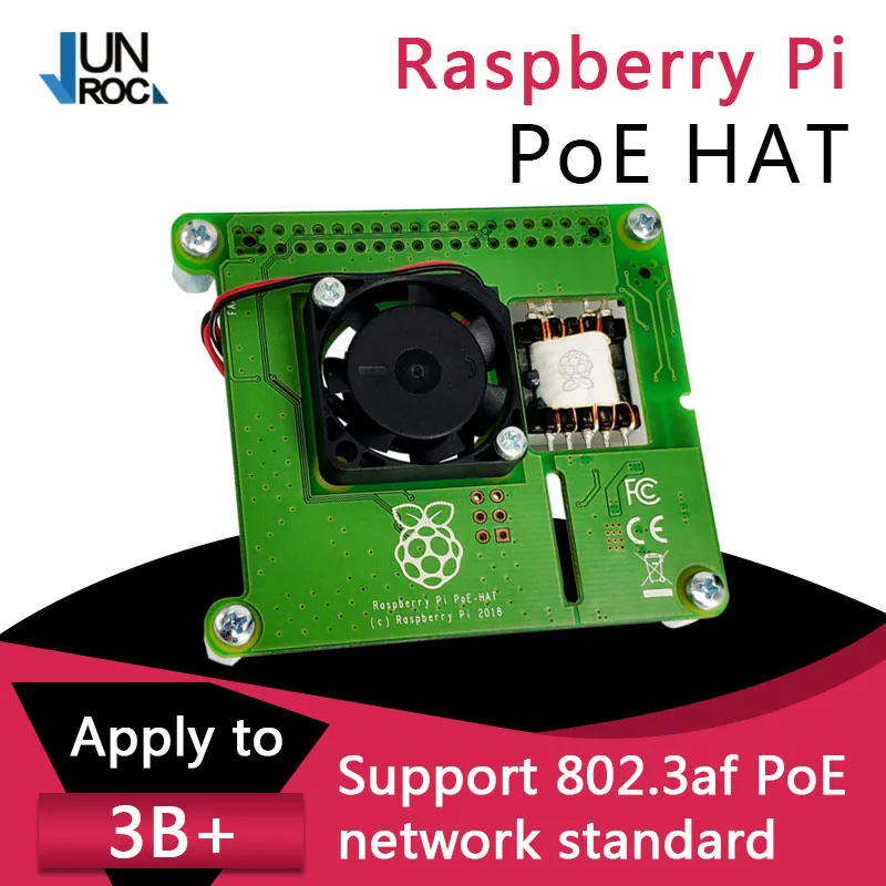 Raspberry Pi PoE HAT обеспечивает питание Raspberry Pi 4 модели B и Raspberry Pi 3 Model B+ через Ethernet-кабель