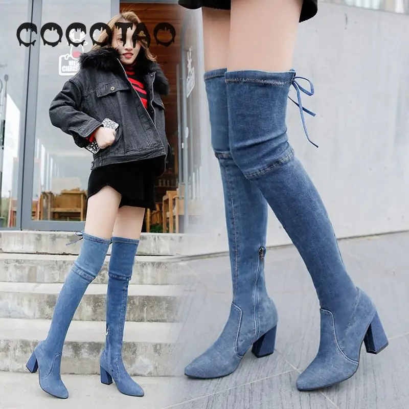 

In Autumn And Winter Of 2019 Foreign Trade Boots Show Thin Knees High Heels Thick Children Wish Europe America