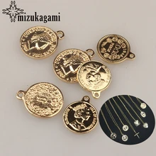 10 шт./лот, 15 мм, 16 мм, подвески из цинкового сплава, Золотые круглые подвески для монет, подвеска для DIY, модное ожерелье, ювелирное изделие, браслет, аксессуары