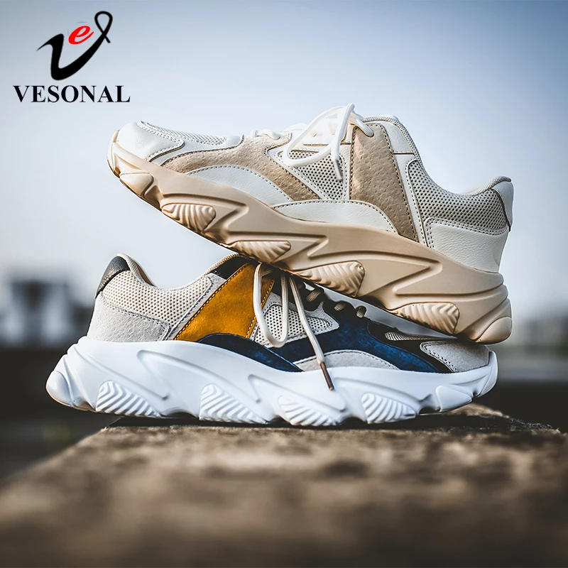 

VESONAL Brand Summer New Fashion Retro Leather Sneakers Man For Adult Breathable Mesh Casual Shoes Male Quality Trend Footwear
