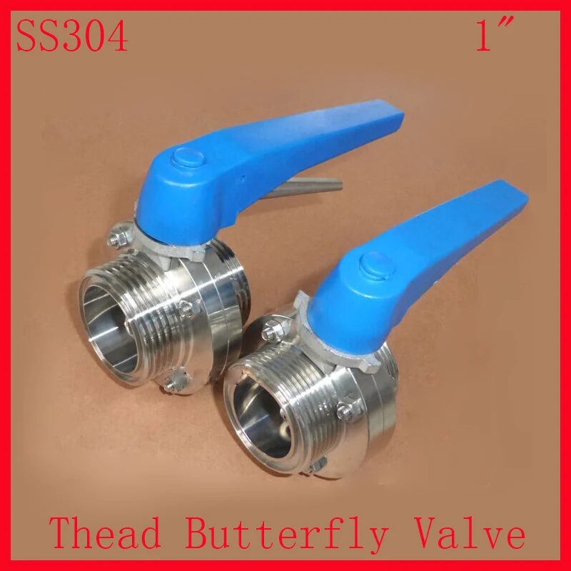 

New Arrival 1"SS304 Stainless Steel Sanitary Manual water Butterfly Valve thread w plastic Multi Position Handle