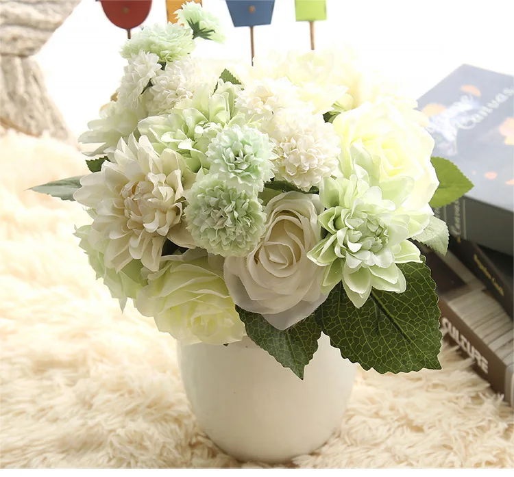

Hand pricking Rose chrysanthemum bouquet bride bouquet table bouquet family decoration