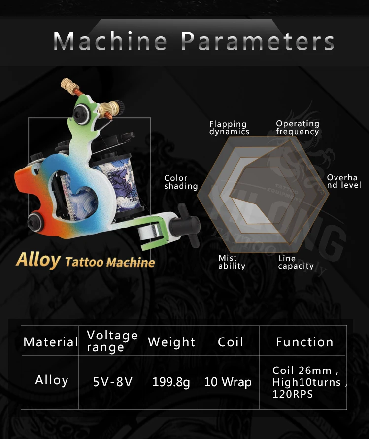 Высокое качество катушка татуировка машина 10 Warp катушка легкий вес татуировки Пистолеты для Shader & Liner окраска подкладка татуировки машины