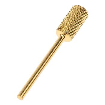 

2pcs Professional Cylinder Dome Gold Carbide Nail Art Salon Manicure File Drill Bit