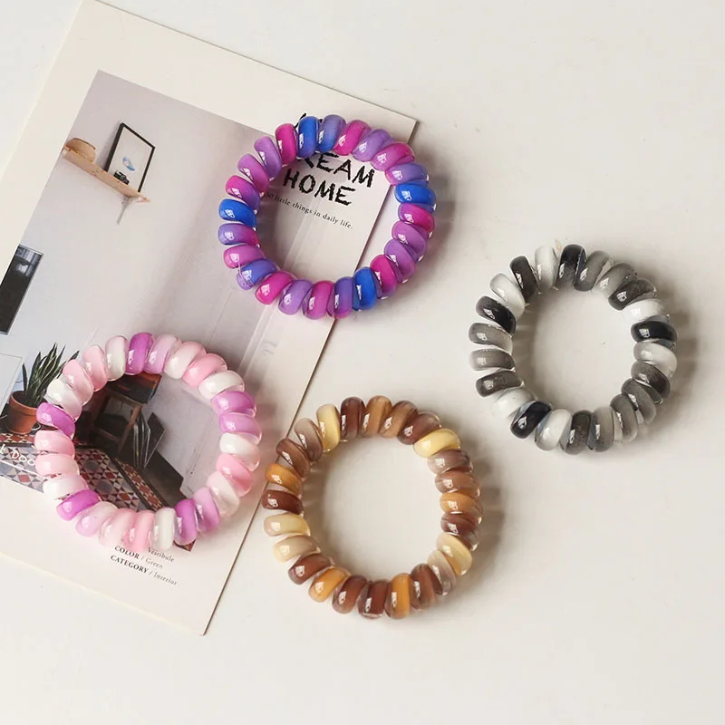 (10 Pieces/lot) Korean Hair Accessories Simple Gradient Color Hair Ring Pony Tail Rope Girl Color Phone Cord Hair Bands (10 Pieces/lot) Korean Hair Accessories Simple Gradient Color Hair Ring Pony Tail Rope Girl Color Phone Cord Hair Bands