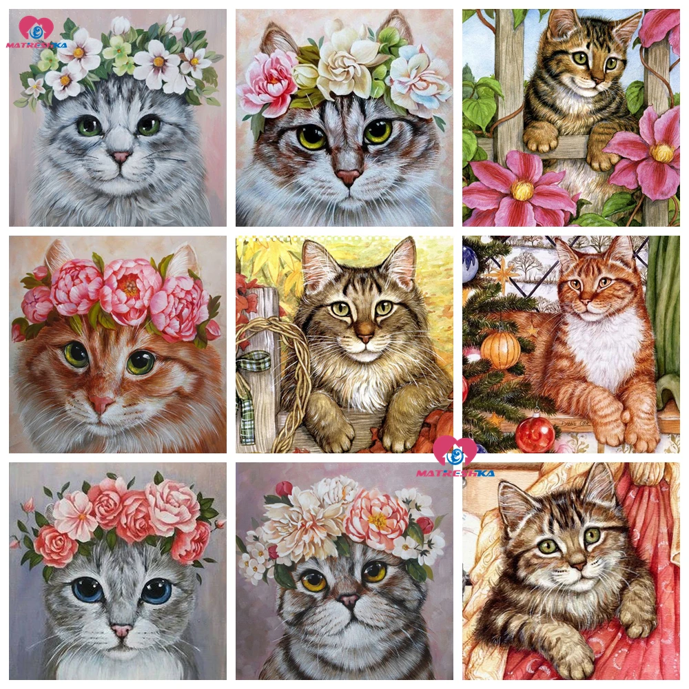 5d diy diamond painting with square/round drill cross stitch kits wall mosaic stickers Animal cats patterns handmade home decor | Дом и сад