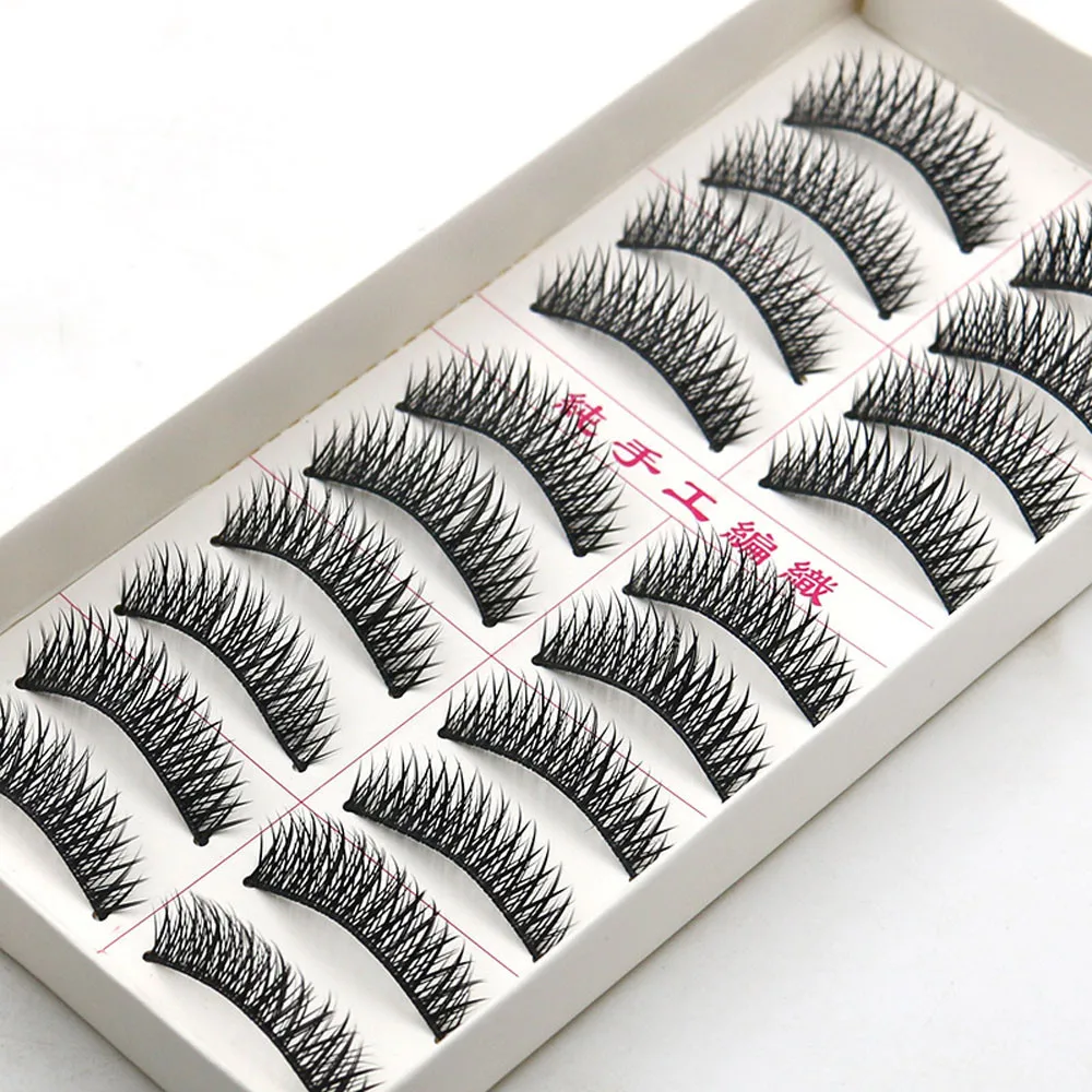 

10 Pairs Brand New Makeup False Eyelashes Thick Long Cross Party False Eyelashes Black Band Fake Eye Lashes Make up L58