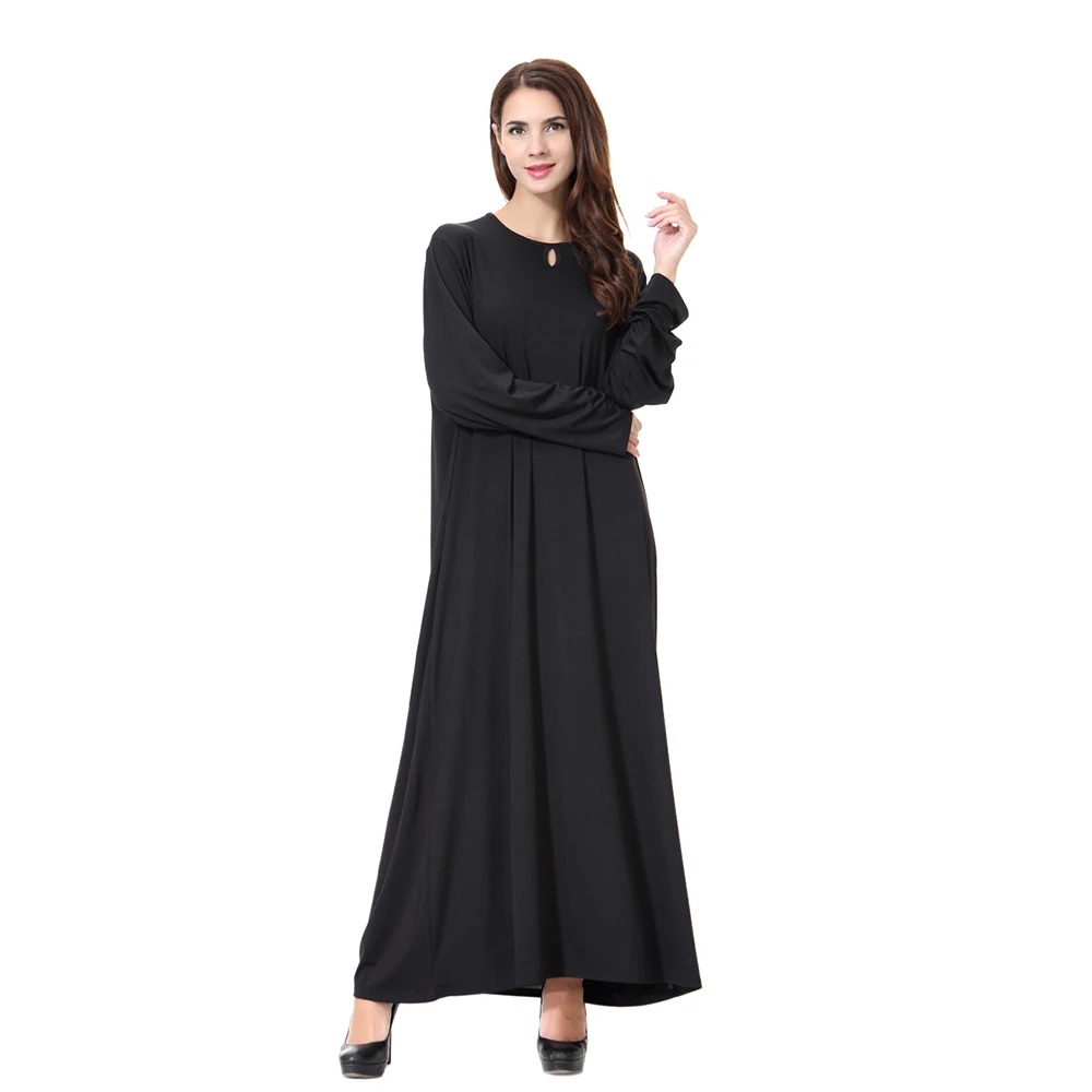

Abaya Dress Muslim Women Dress Maxi Jalabiya Islamic Women Plain Dress Clothing Robe Kaftan Simple Style Black