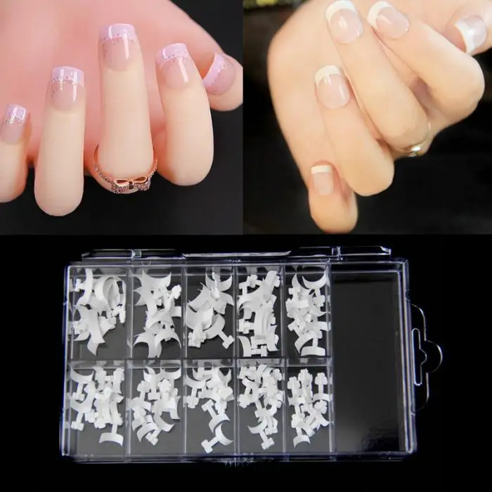 1 Set Artificial Fake Nail Tips Natural DIY False Nail Art White Manicure Accessories OR88