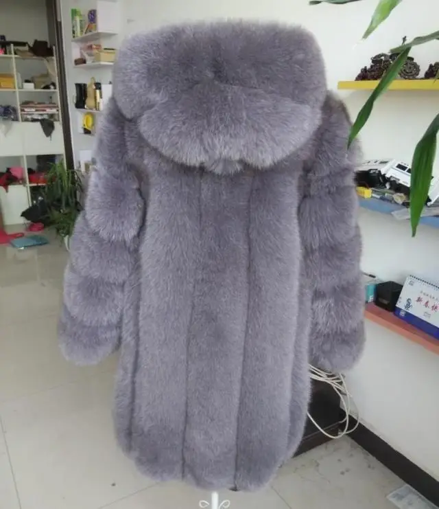 

2016 new winter Whole skin fox fur hooded coat medium-long fur outwear Women's Jackets
