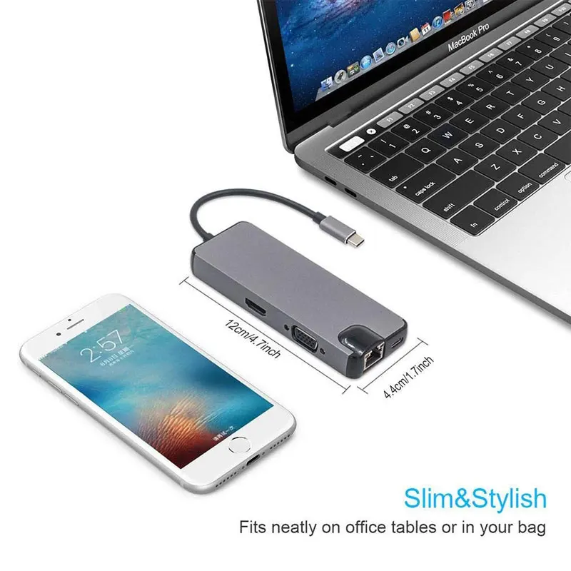 Док станция Thunderbolt 3 hub usbc USB Type C к HDMI 0 кабель TF SD карта 5 в 1 разветвитель адаптера