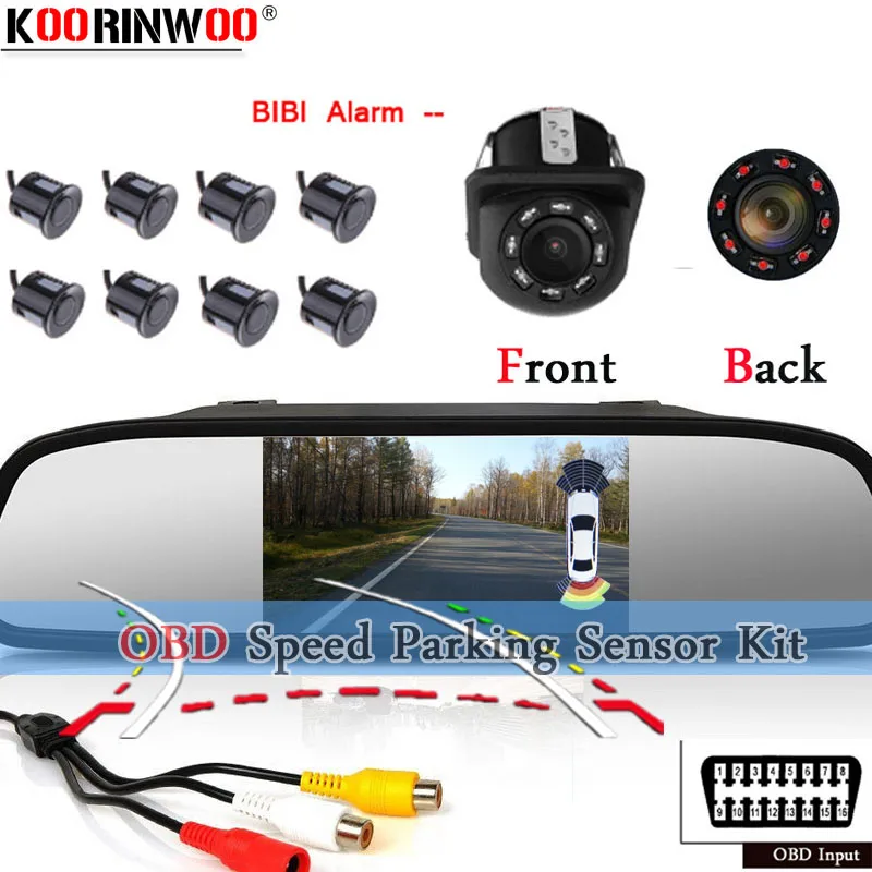 

Koorinwoo Core Dual HD Car Video Parking Sensors OPS 8 Parktronik Dynamic Trajectory Parking Camera With Car Monitor Colorful