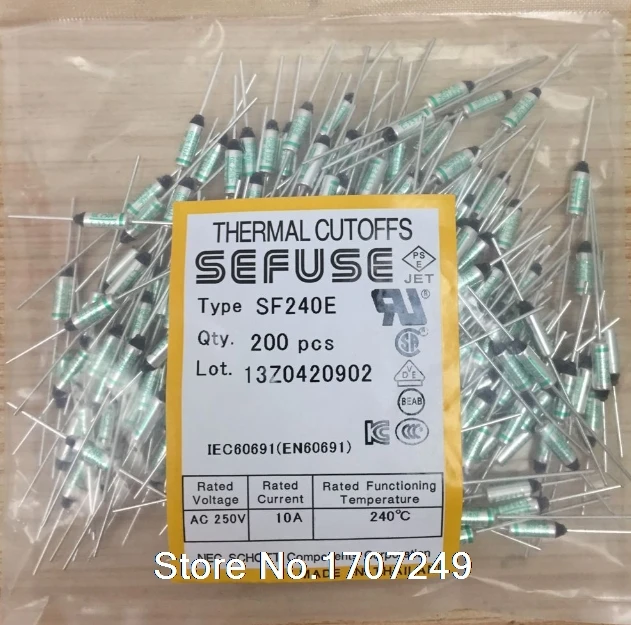 10pcs SF240E 240℃ 10A 250V SEFUSE Cutoffs Thermal Fuse Celsius~ee