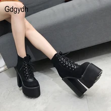 Gdgydh/ ; коллекция года; женские ботинки черного цвета; женская обувь на каблуке; сезон весна-осень; женские вечерние ботильоны с круглым носком; подарок
