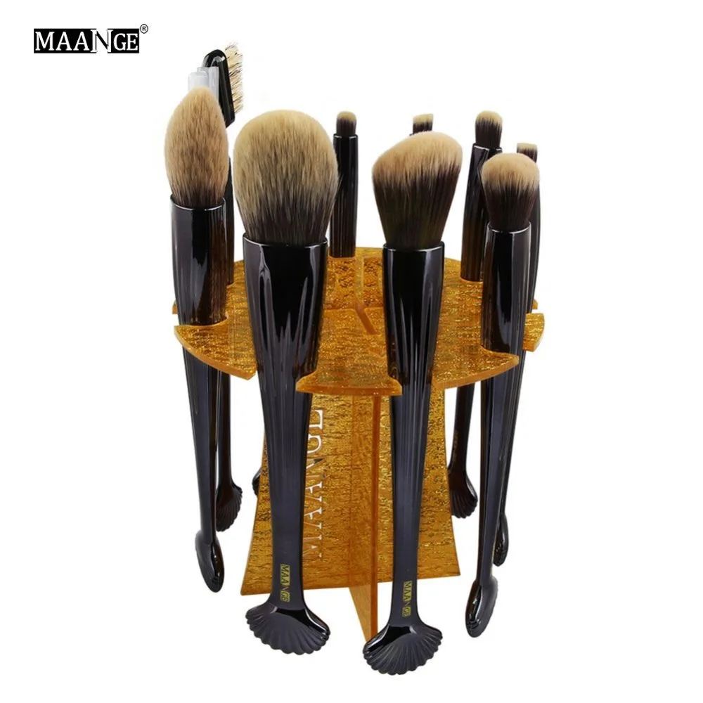 

MAANGE 10 Holes Acrylic Shell Makeup Brushes HolderShelf Drying Rack Cosmetic Beauty Brush Dryer Stand Tool Kit #266733