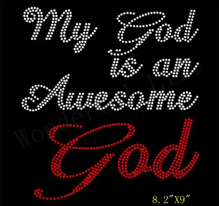 Free Shipping Hot Sale New L Design My God Is An Awesome God Text Iron On Rhinestone Transfer Rhinestones Aliexpress aliexpress